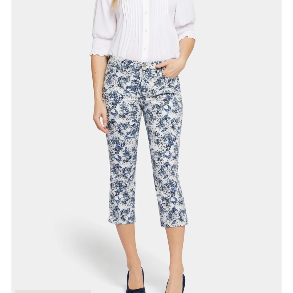 NYDJ Chloe Capri Jeans With Side Slits - Forest Lagoon Blue
